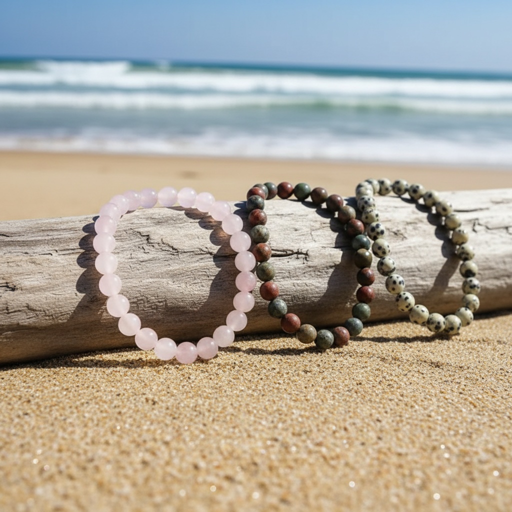9pcs Natural Stone Beaded Stretch Bracelets Set, Yoga Gifts